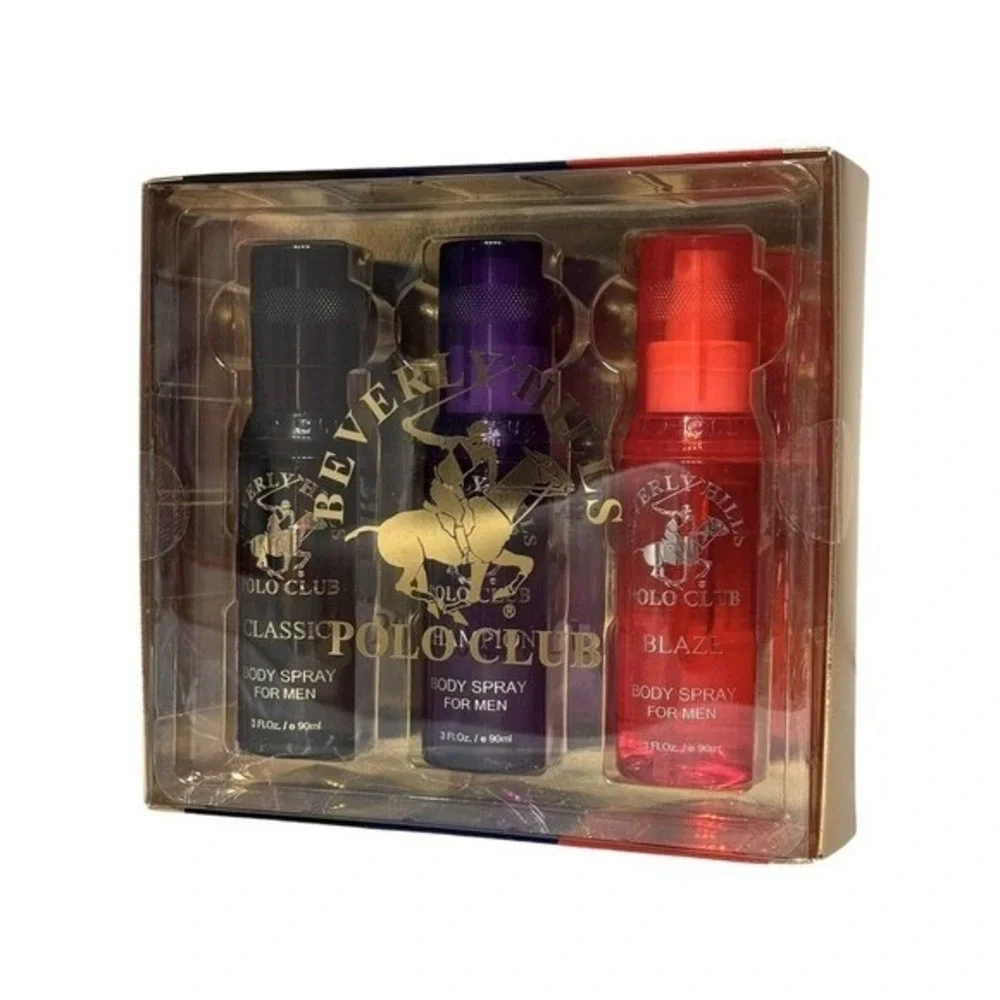 Beverly Hills Polo Club Men's 3 Piece Set Body‎ Spray Classic Blaze Champion 3oz